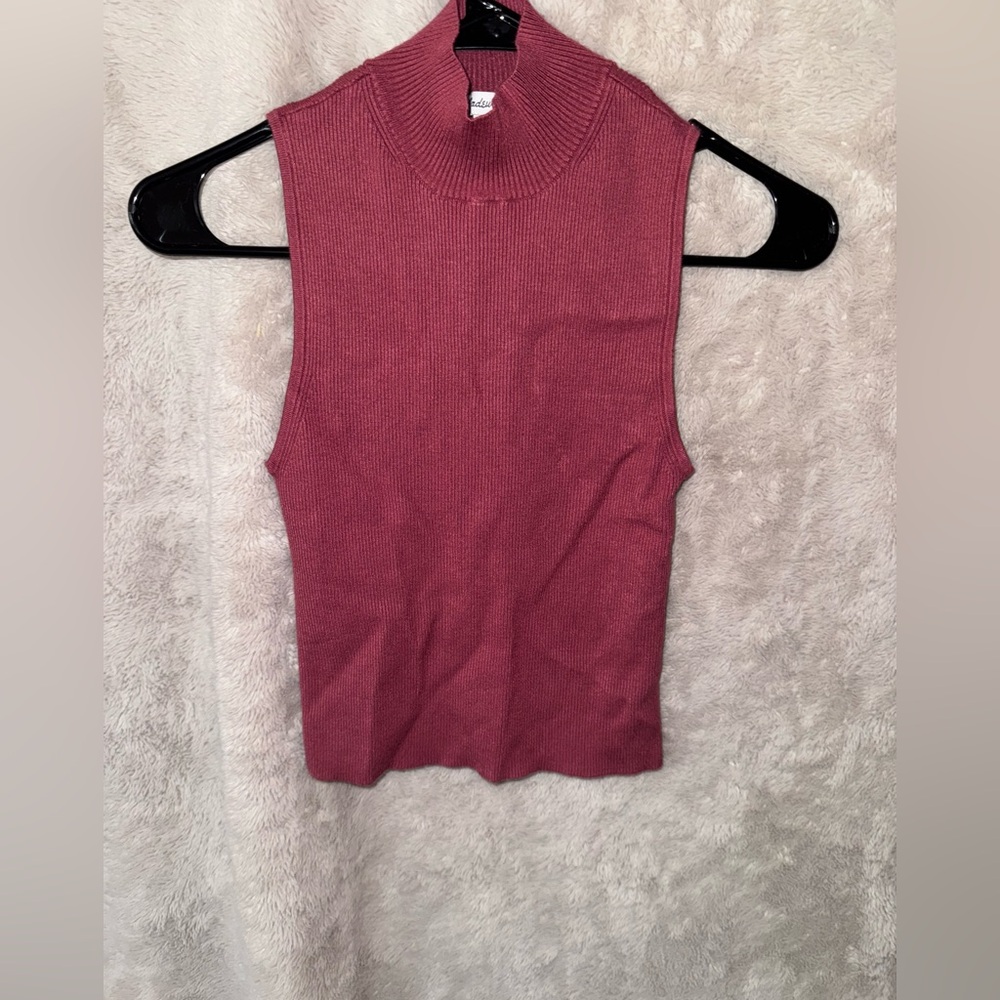 Madewell Size S Women's Rich Red Cowl Neck Sleeveless Sweater